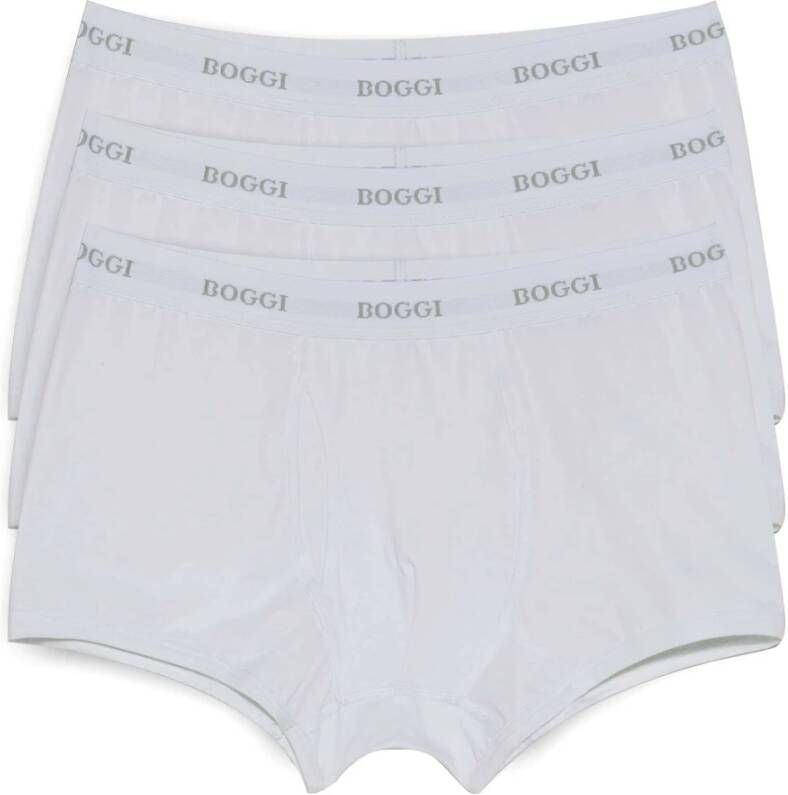 Boggi Milan Stretch Cotton Jersey Boxer Shorts Wit Heren