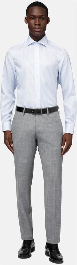 Boggi Milano Slim Fit Gestreept Katoenen Dobby Overhemd Blue Heren - Foto 6