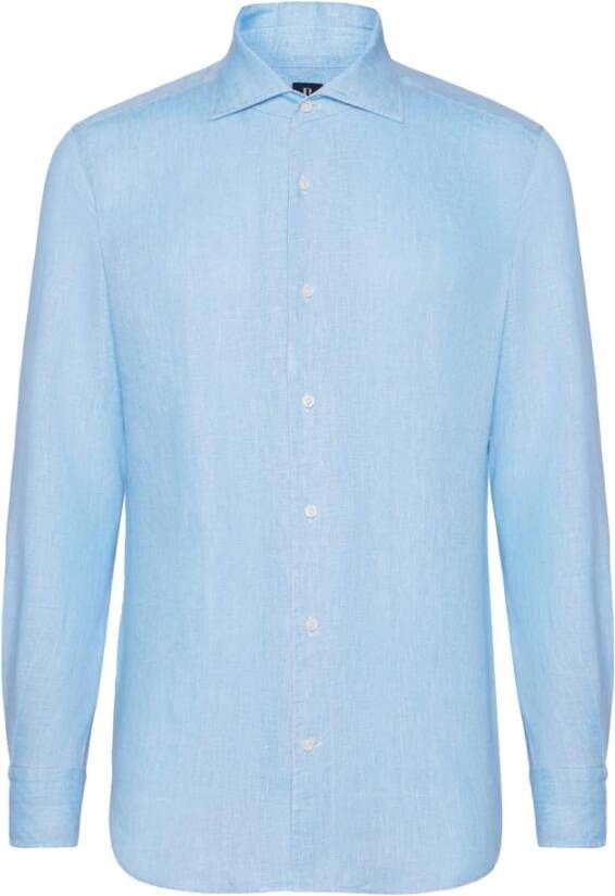 Boggi Milano Regelmatig fit linnen shirt Blauw Heren