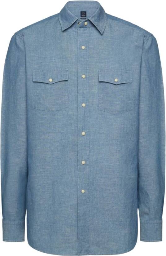 Boggi Milano Casual Shirts Blauw Heren