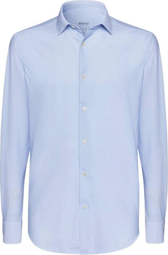 Boggi Milano Slim Fit Stretch Nylon Overhemd Blue Heren