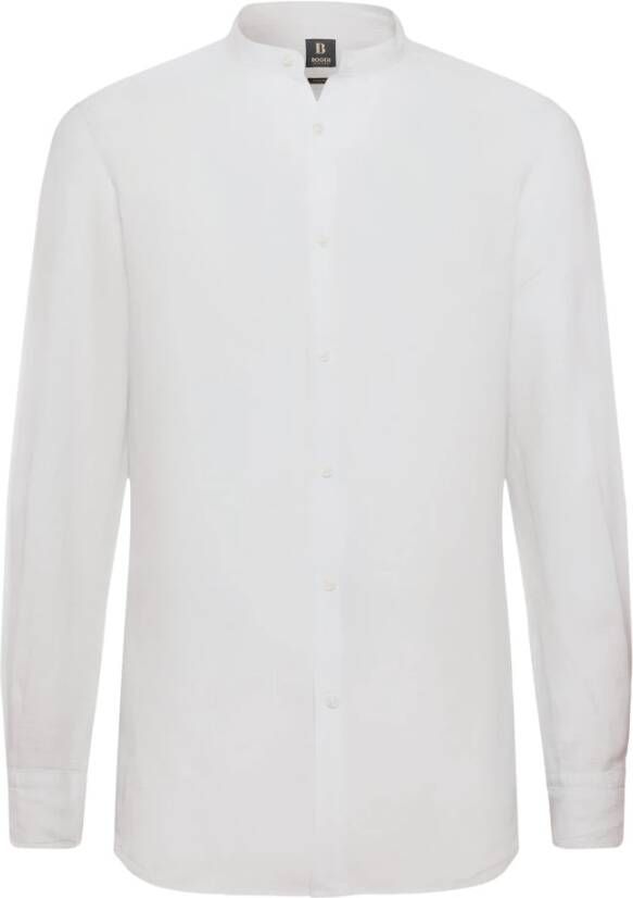 Boggi Milano Regular Fit Linnen Overhemd White Heren