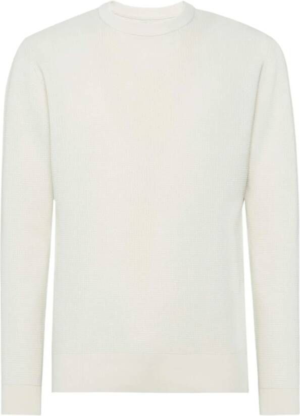 Boggi Milano Katoenen Nylon Crew Neck Trui White Heren