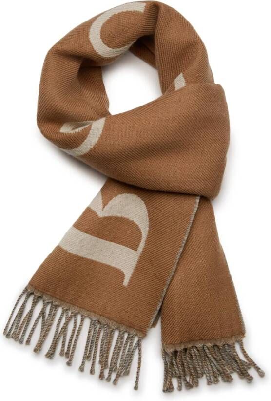 Boggi Milano Drill Wol Sjaal Bruin Heren