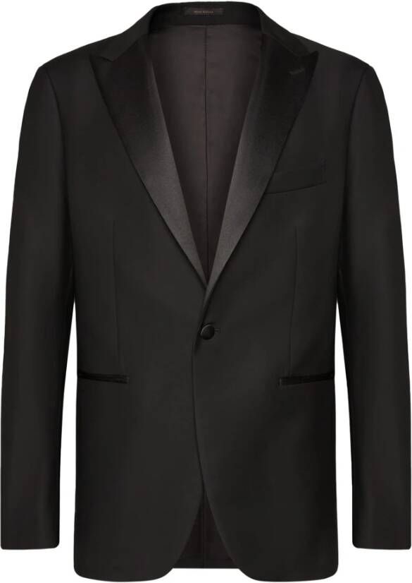 Boggi Milano Zwarte wollen smokingjas Black Heren