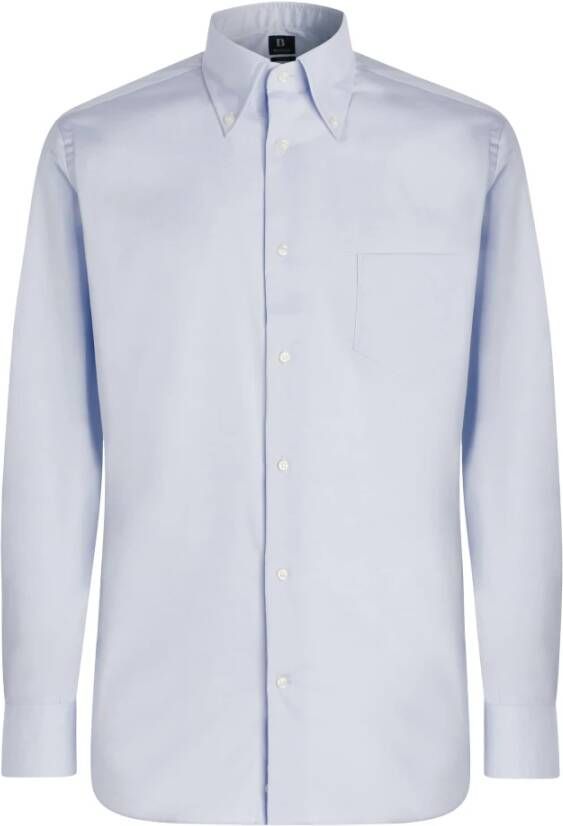 Boggi Milano Stretch P.Point Boston Collar Shirt Regular Fit Blauw Heren