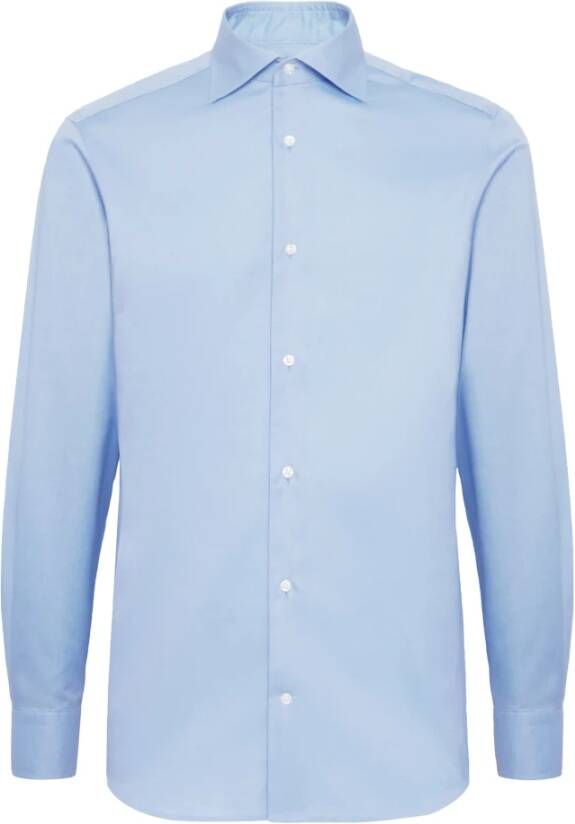 Boggi Milano Ultimate NON Iron Slim Fit Katoenen Twill Overhemd Blue Heren
