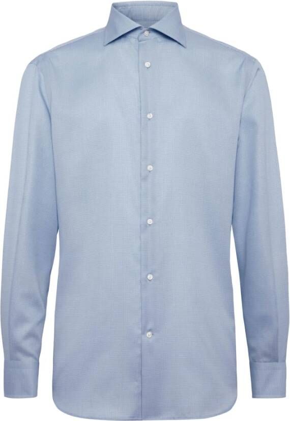 Boggi Milano Ultimate NON Iron Katoenen Glencheck Overhemd Regular Fit Blue Heren