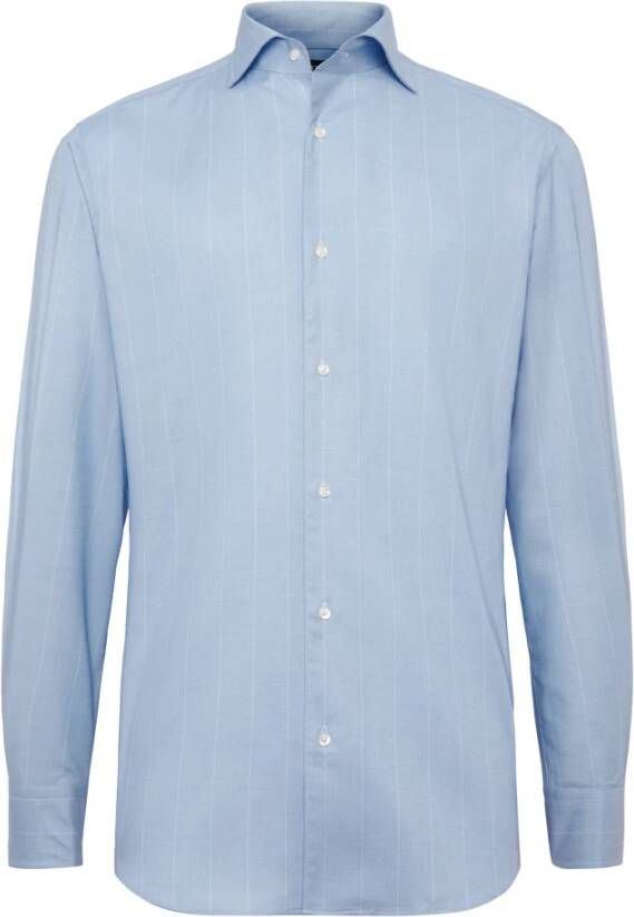 Boggi Milano Regular Fit Katoenen Dobby Overhemd Blue Heren