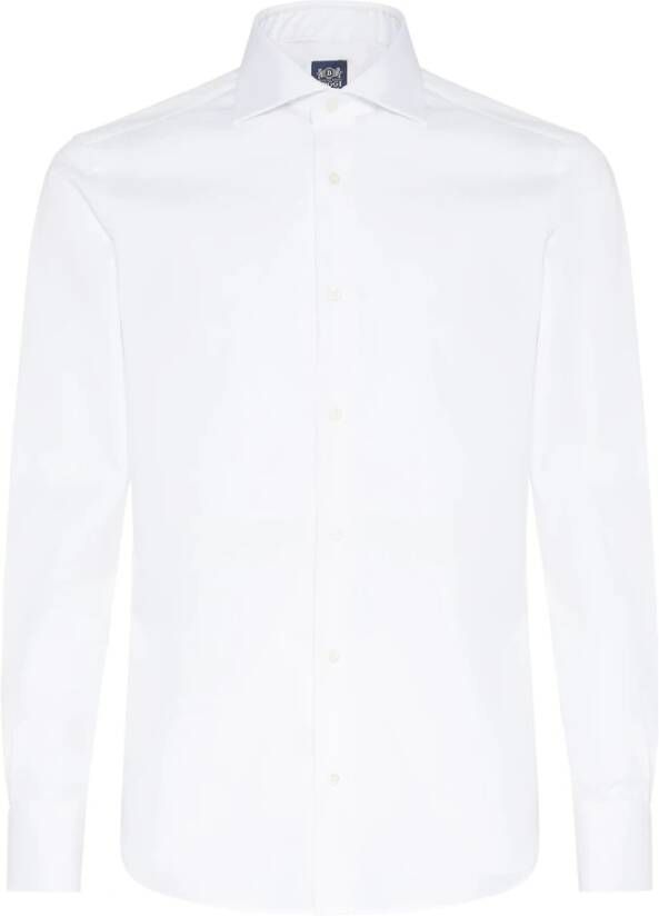 Boggi Milano Slim Fit Stretch Cotton Shirt Wit Heren