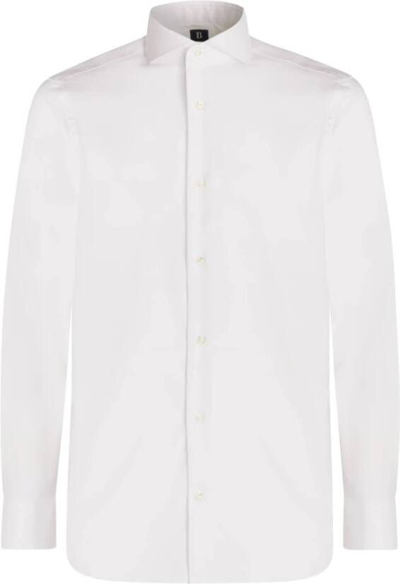 Boggi Milano Witte slim fit katoenen pin point overhemd White Heren