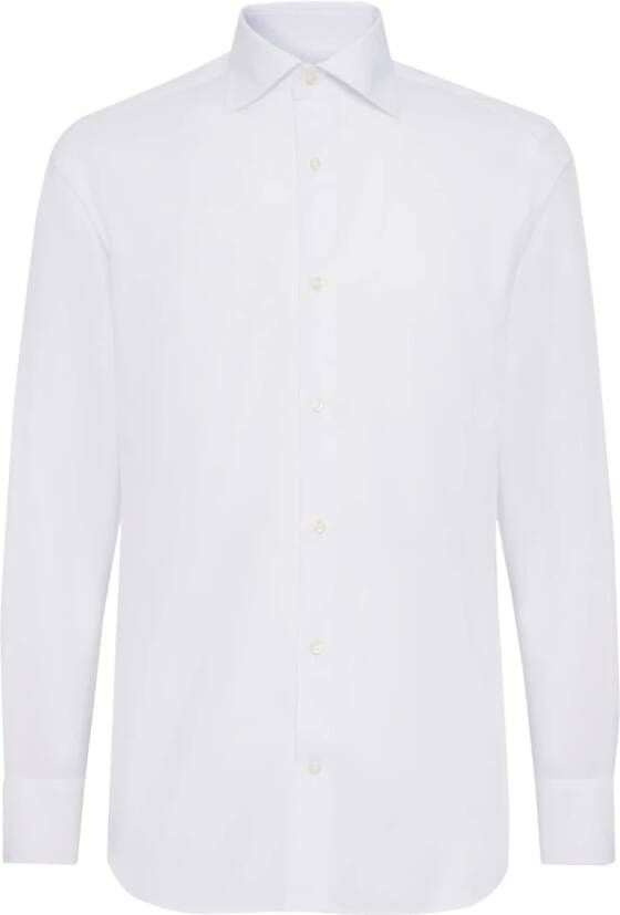 Boggi Milano Slim Fit Katoenen Twill Overhemd White Heren