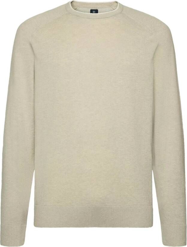 Boggi Milano Katoenen Zijden en Kasjmier Crew Neck Trui Beige Heren