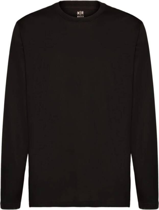 Boggi Milano Pima katoenen trui met lange mouwen T-shirt Zwart Heren