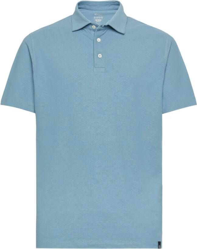 Boggi Milano Regular Fit Polo Shirt in katoenen Crêpe Jersey Blue Heren