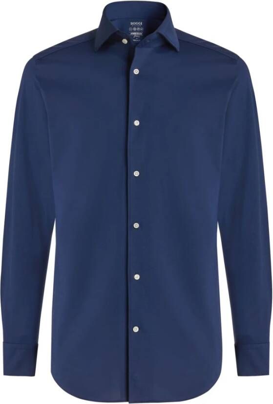 Boggi Milano Regular Fit Japanse Jersey Polo Shirt Blue Heren