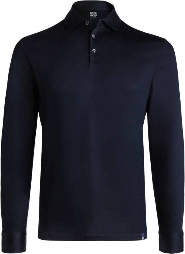 Boggi Milano Pima Katoenen Polo Shirt met Lange Mouwen Blue Heren