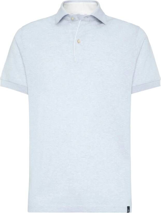 Boggi Milano Regular Fit Linnen Katoen Piqué Polo Shirt Blue Heren