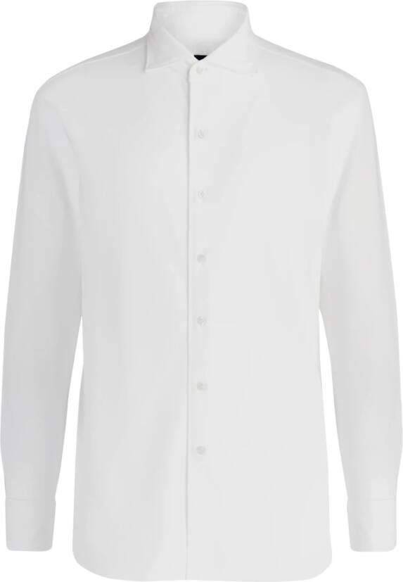 Boggi Milan Regular Fit Cotton Piqué Polo Shirt Wit Heren