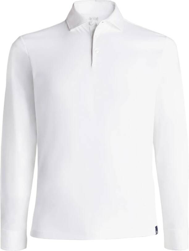 Boggi Milan Pima katoen met lange mouwen poloshirt Wit Heren