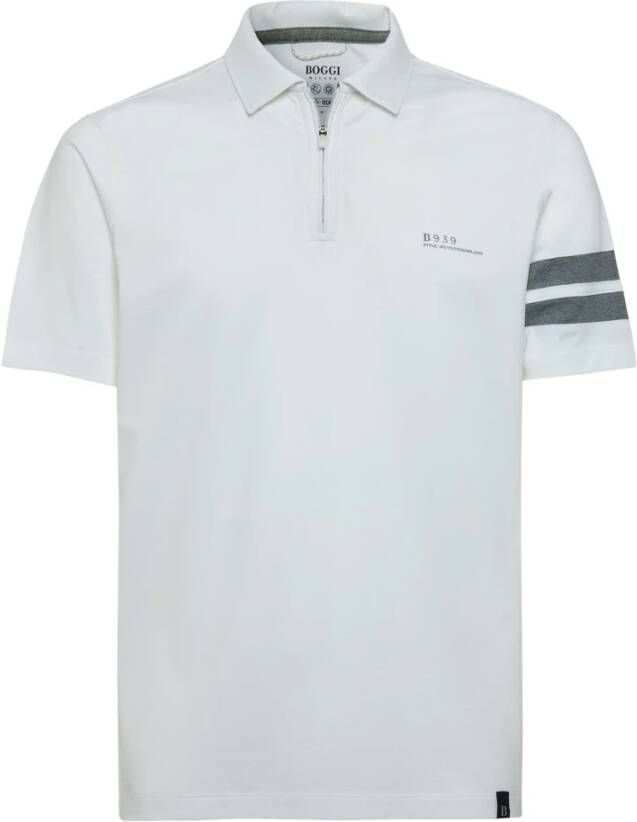 Boggi Milano Polo Shirt in High-Performance Jersey White Heren