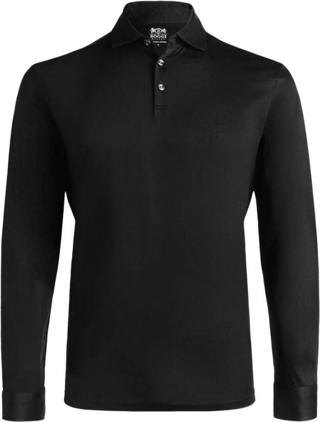 Boggi Milan Pima katoen met lange mouwen poloshirt Zwart Heren