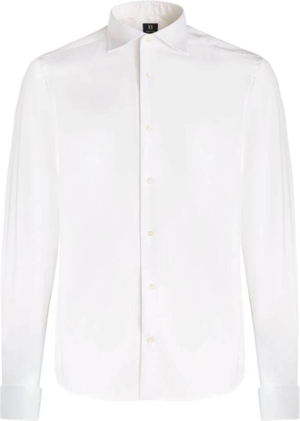 Boggi Milano Slim Fit Pinpoint katoenen shirt Wit Heren