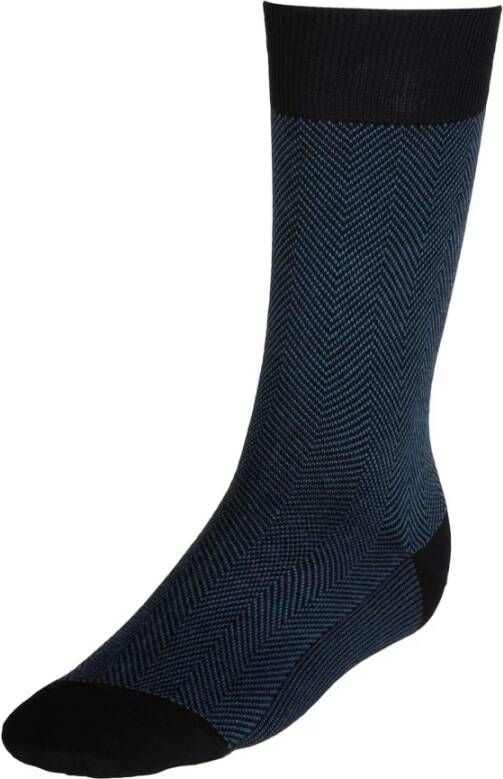 Boggi Milano B Macro Herringbone patroon sokken van biologisch katoen Blue Heren