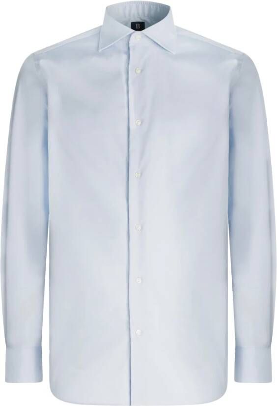 Boggi Milano Stretch P.Point Windsor Collar Shirt Regely Fit Blauw Heren