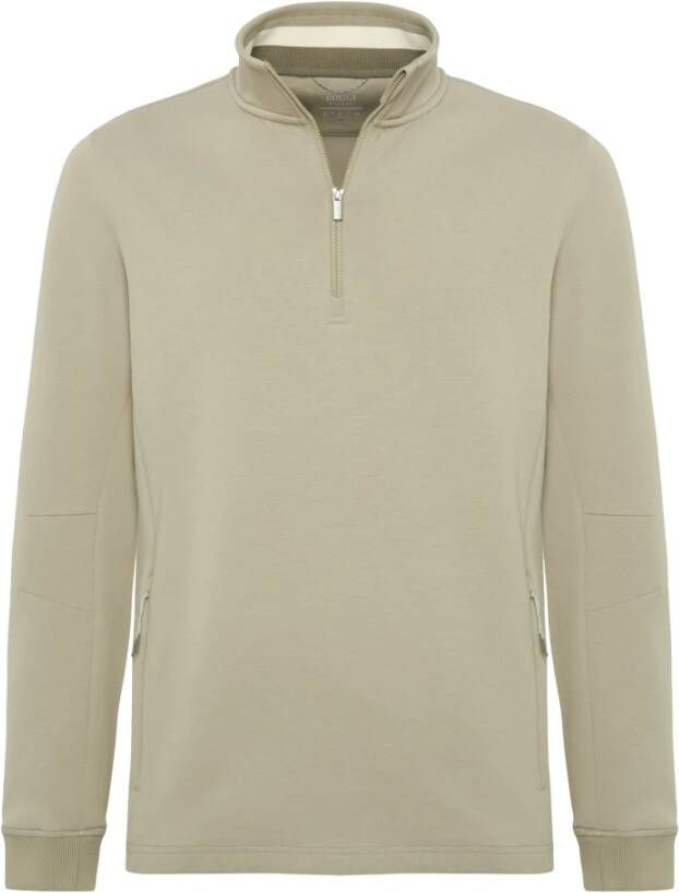 Boggi Milano Half Zip Sweatshirt In Gerecycled Licht Scuba Gray Heren