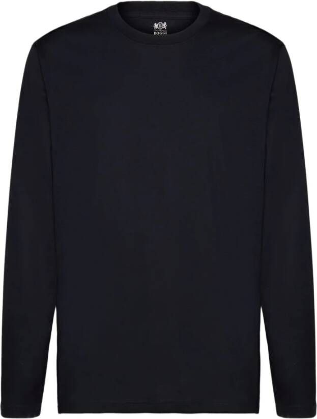 Boggi Milano Pima katoenen trui met lange mouwen T-shirt Blauw Heren