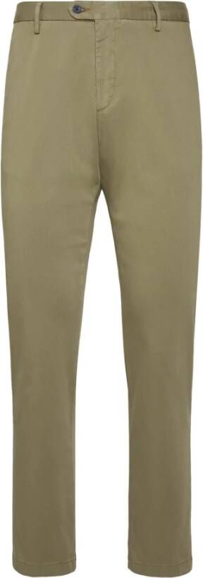 Boggi Milano Stretch Katoenen Tencel Panama Broek Green Heren
