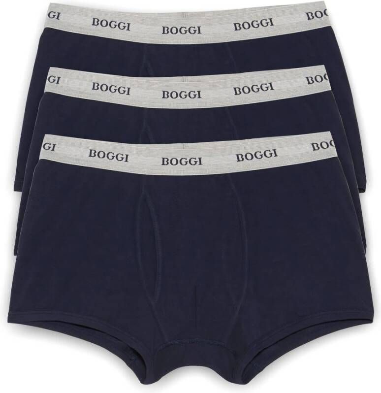 Boggi Milan Stretch Cotton Jersey Boxer Shorts Blauw Heren