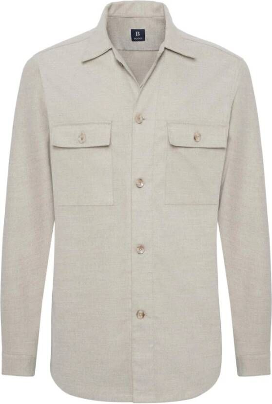 Boggi Milano Wollen Blend Overshirt Grijs Heren