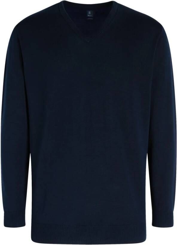 Boggi Verslindende Milano Pima Cotton V-hals trui Blauw Heren