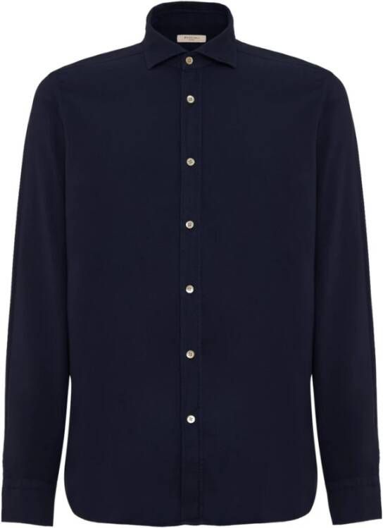 Boglioli Blauw Katoenen Franse Kraag Overhemd Blauw Heren