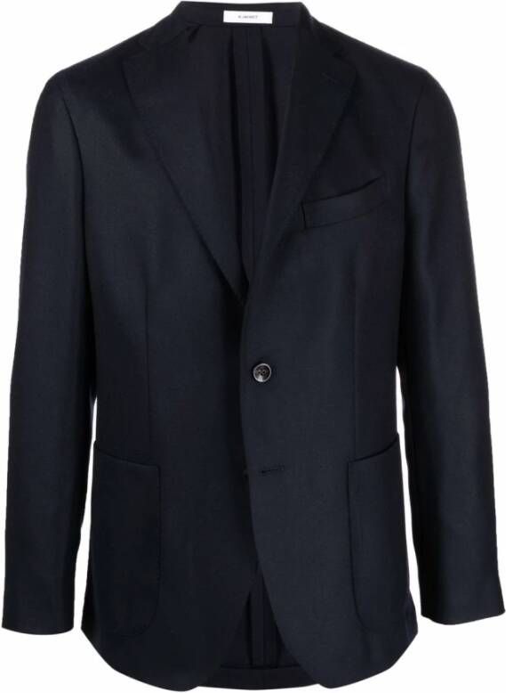 Boglioli Marineblauw Wollen Jas Blauw Heren
