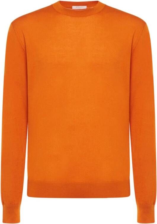 Boglioli Oranje Katoen Kasjmier Zijde Crewneck Sweater Oranje Heren