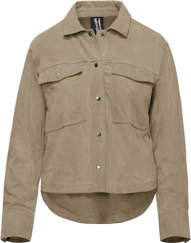 BomBoogie Alis Su?de Shirt-Jacket Trendy en Moderne Leren Jas voor Dames Grijs Dames