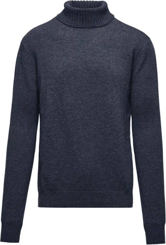 BomBoogie Basis Wollen Turtleneck Trui Blauw Heren