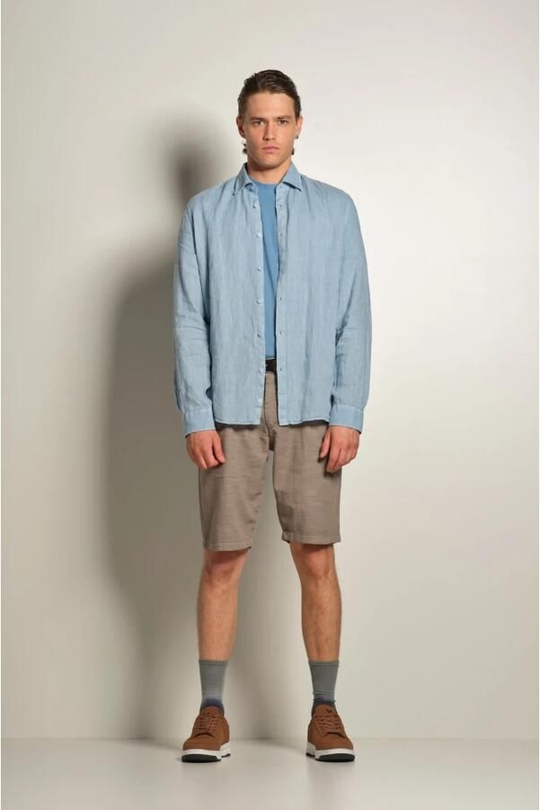 BomBoogie Linnen Overhemd met Lange Mouwen Beige Heren - Foto 2