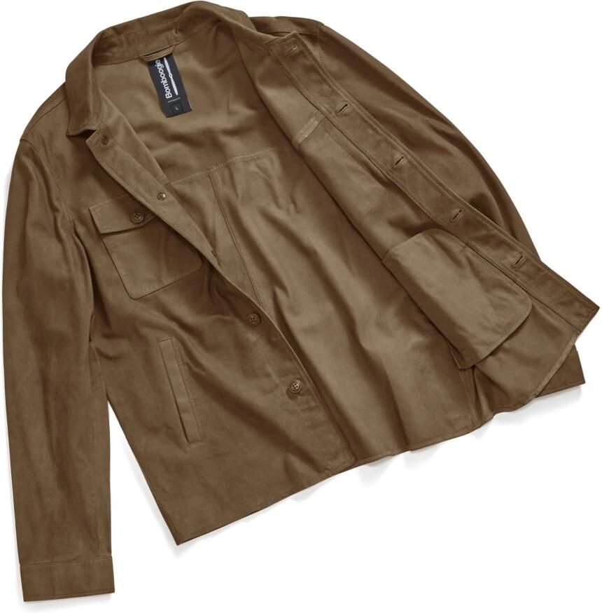 BomBoogie Wed Suède Leren Overhemdjasje Gray Heren