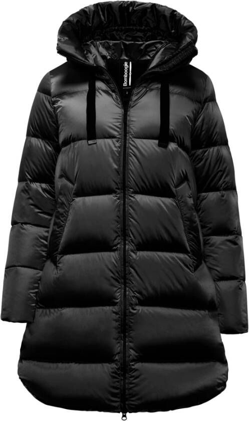 BomBoogie Down Jacket in Bright Nylon Geneva Long Down Jacket Zwart Dames