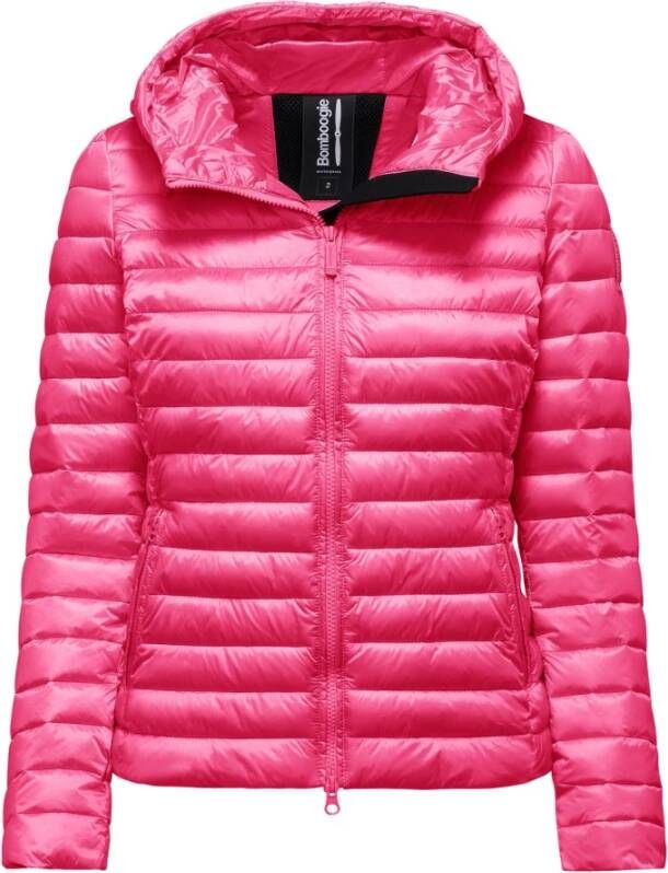 BomBoogie Bright Nylon Hooded Jacket with Synthetic Padding Roze Dames