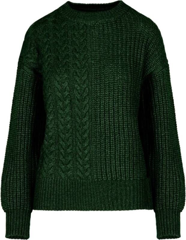 BomBoogie Cable Gebreide Crew-Neck Sweater Groen Dames