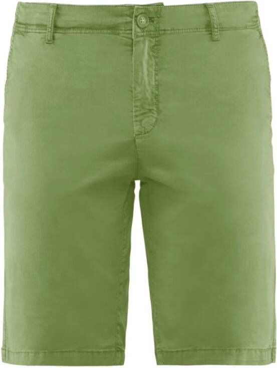 BomBoogie Slim Fit Bermuda Shorts van Stretchkatoen Gabardine Green Heren