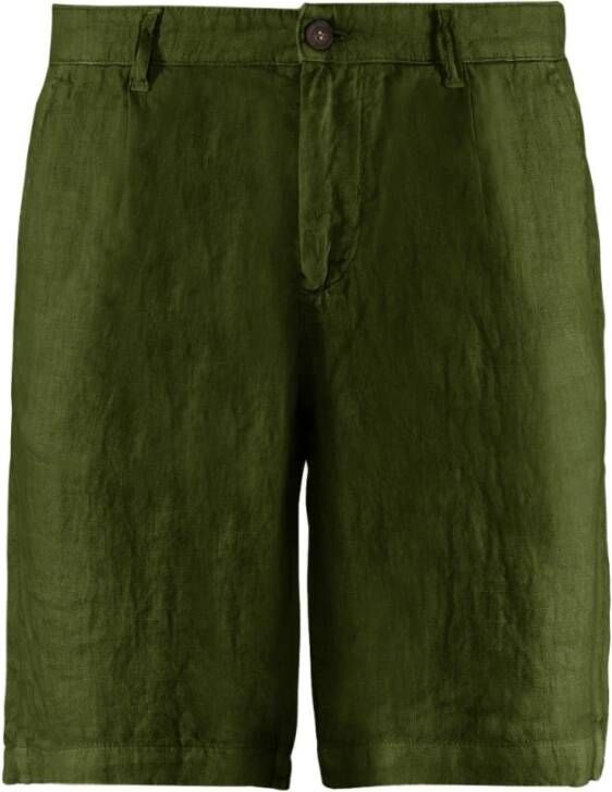 BomBoogie Comfortabele Fit Linnen Chino Bermuda Shorts Groen Heren