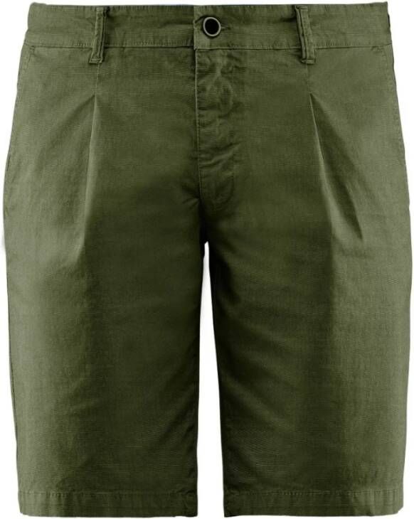 BomBoogie Comfortabele Overdyed Katoenen Chino Shorts Comfy Fit Overdyed Katoenen Bermuda Shorts Green Blue White Heren