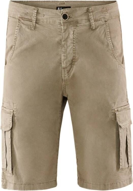 BomBoogie Comfy Fit Katoenen Gabardine Cargo Bermuda Shorts Beige Heren