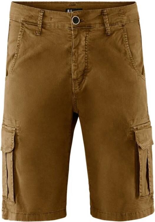 BomBoogie Comfy Fit Katoenen Gabardine Cargo Bermuda Shorts Bruin Heren